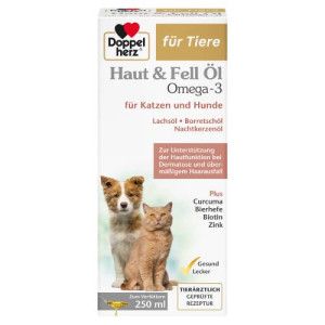 DOPPELHERZ für Tiere Haut&Fell Öl f.Hunde/Katzen